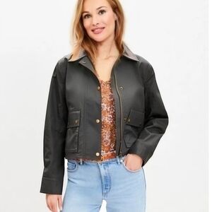 NWT Loft Petite Coated Cotton Field Jacket  Boxy Cropped sz.SP